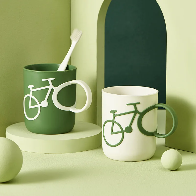 Bicycle Handle Couple Toothbrush Cup PP Mug For Juice Water Milk Student Dormitory Cups 400ml Christmas Gifts