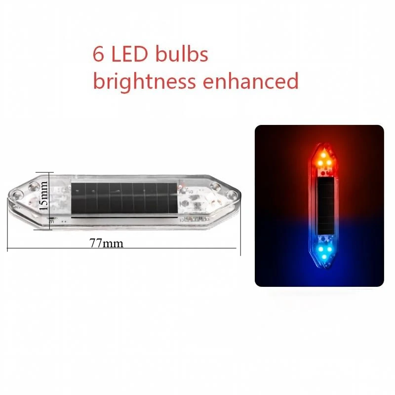 Unplugged solar warning light with automatic charging, flashing red and blue simultaneously