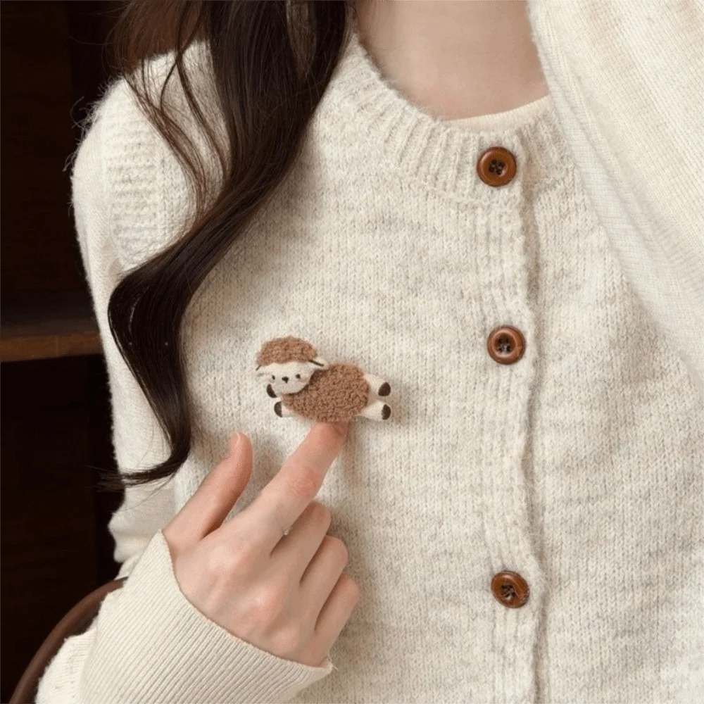 Cute Animal Sheep Brooch Lamb Zodiac Sheep Plush Pin Colorful Chinese Zodiac Goat Badge Women Clothing