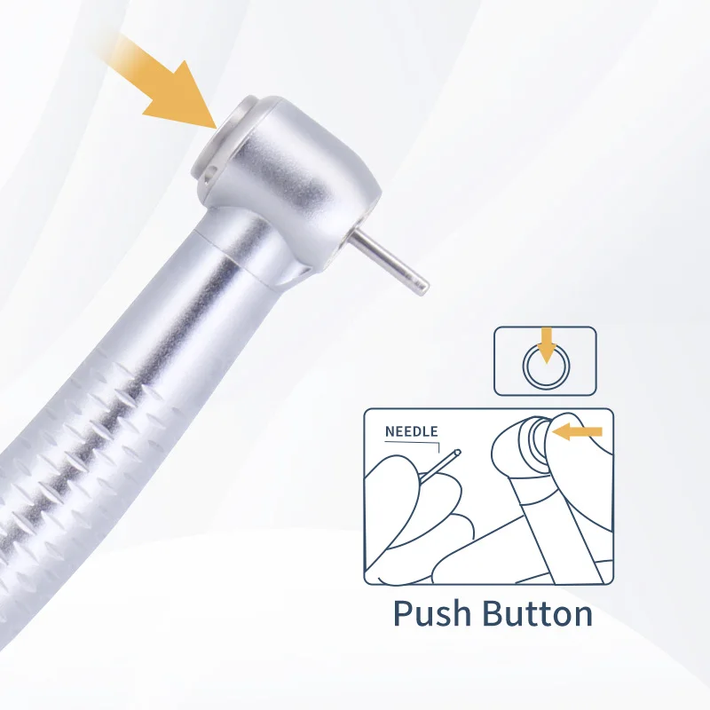 Lumières de pièce à main dentaire à 5 LED avec pulvérisation d'eau, turbine à air, acier inoxydable à grande vitesse, roulement en céramique, bouton poussoir, outil de dentisterie