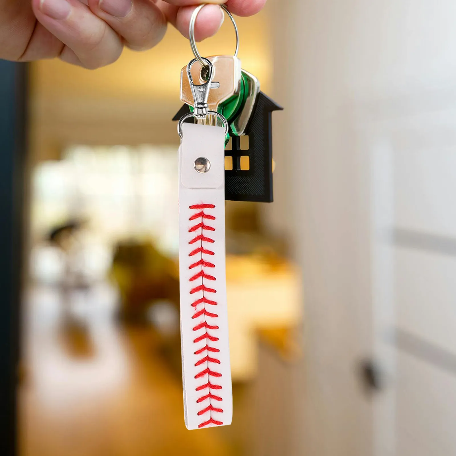 3Pcs PU Baseball Keychains Soft Lightweight Key Holder Wrist Strap for Men Women School Office Sports Gift Baseball Lover