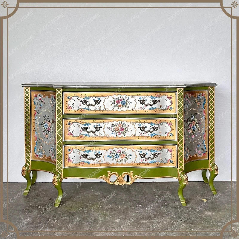 Mueble de Porche X-S, Mueble de Salón Contra la Pared, Mueble de Recibidor, Mueble de Pasillo, Retro Pintado a Mano, Dinnerside HG