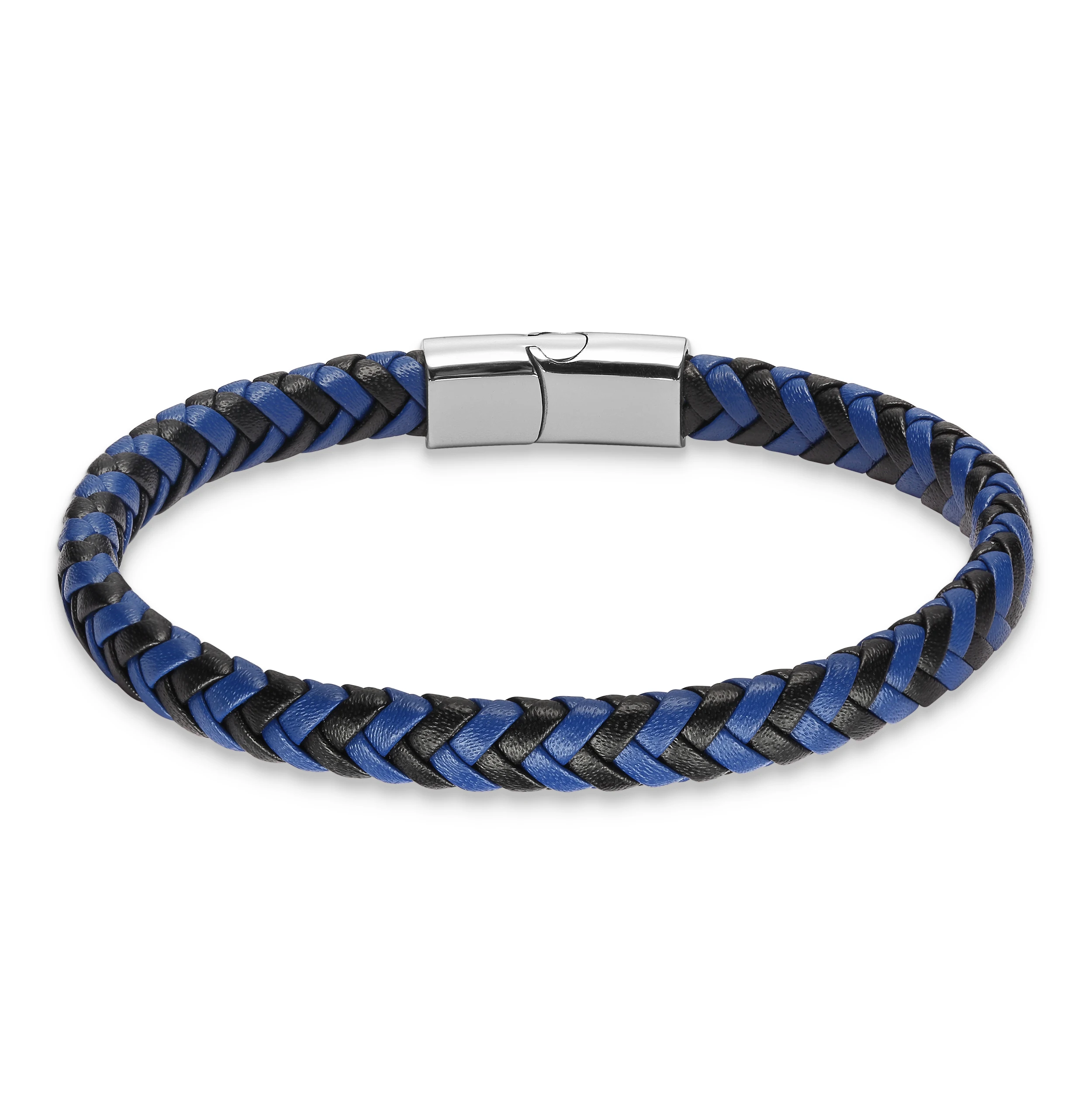 

wholesale Genuine Leather Bracelet band Men Ladies Stainless Steel Bracelet Magnets buckle Black Blue and brown male Jewelry