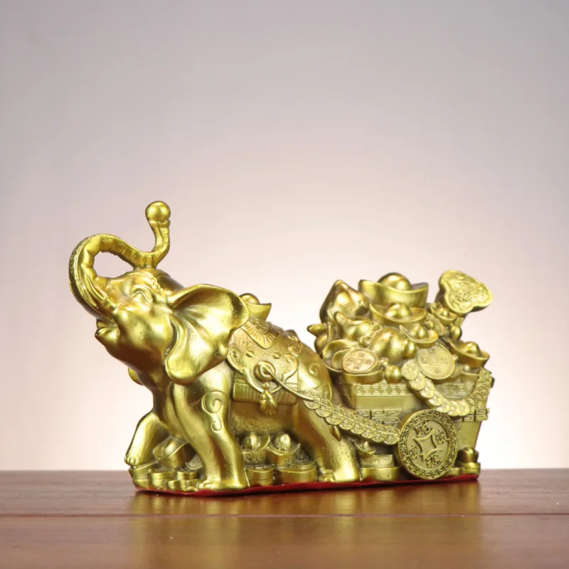 

Латунная декоративная чаша-сокровищница с изображением слона, тянущего повозку, для дома и магазина, приносящая удачу.