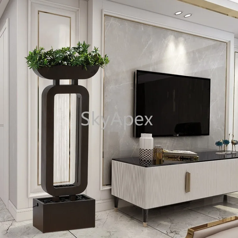Living Room Floor to Ceiling Creative Flowing Water Ornament Drawstring Rain  Curtain  Water Feature System Landscape Decoration