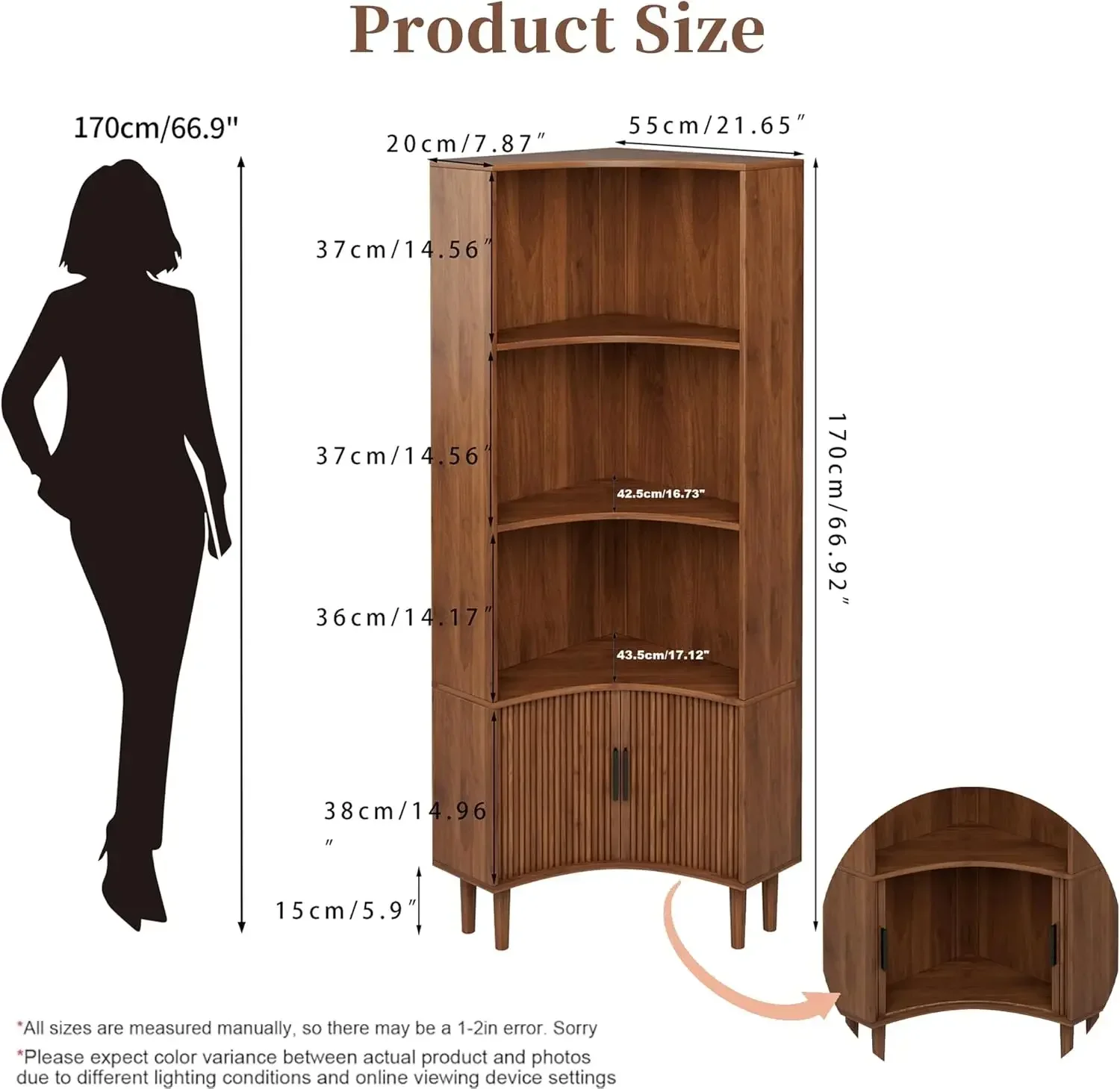# Fluted Corner Cabinet, 66.928