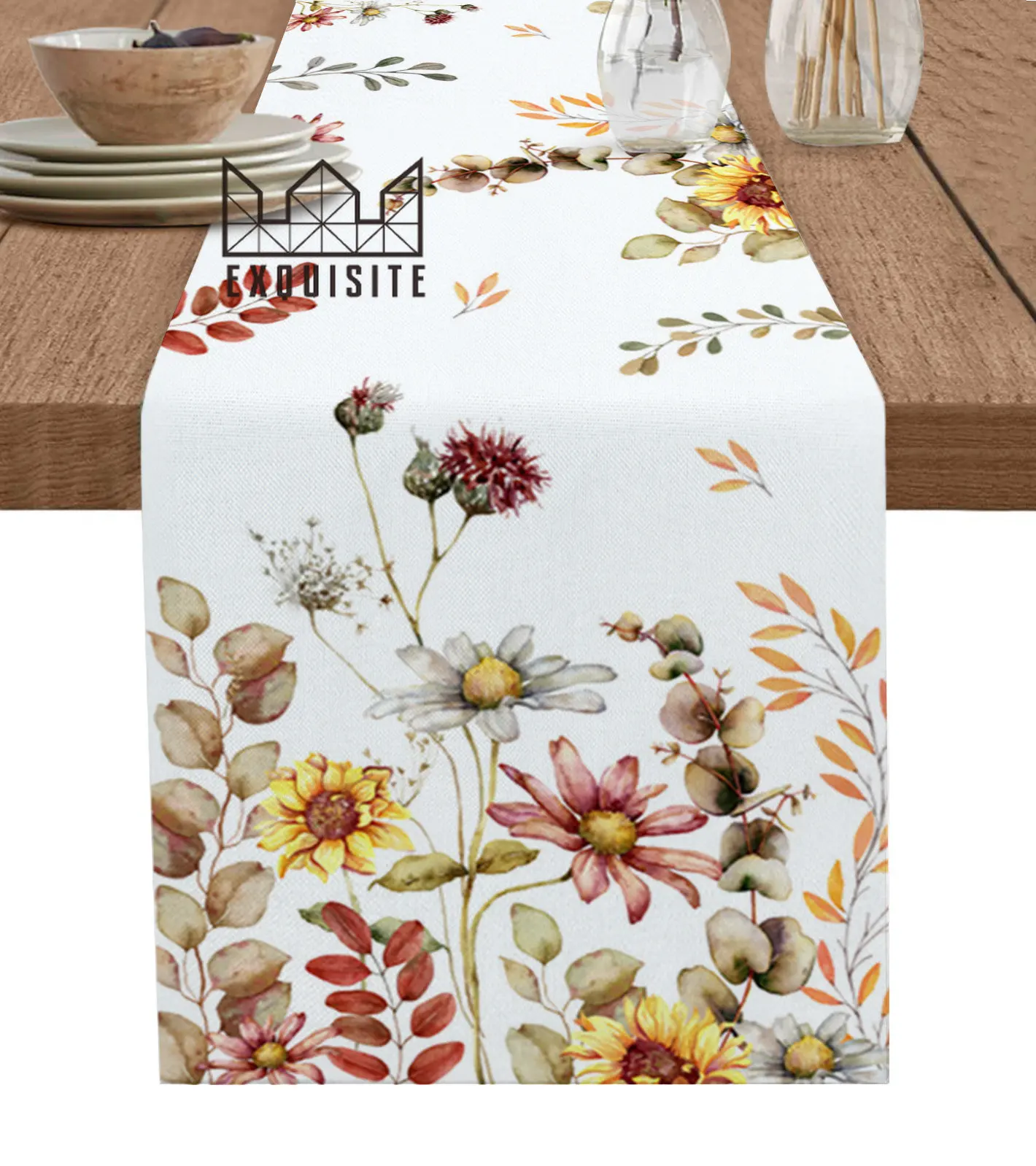 

Настольная дорожка из американского пасторального эвкалипта на День Благодарения, свадебное украшение, скатерть, кухонная столовая скатерть