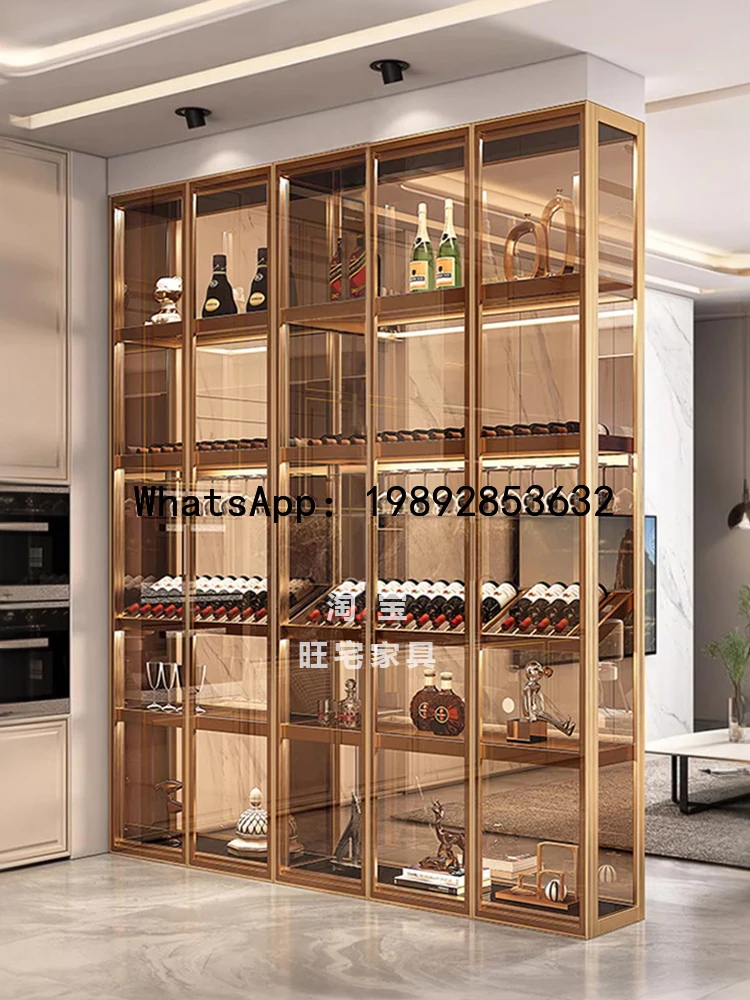 XL Glass Wine Cabinet Living Room Wall-Mounted Bar Cabinet Home Floor-Standing High-End Aluminum Alloy Display Cabinet