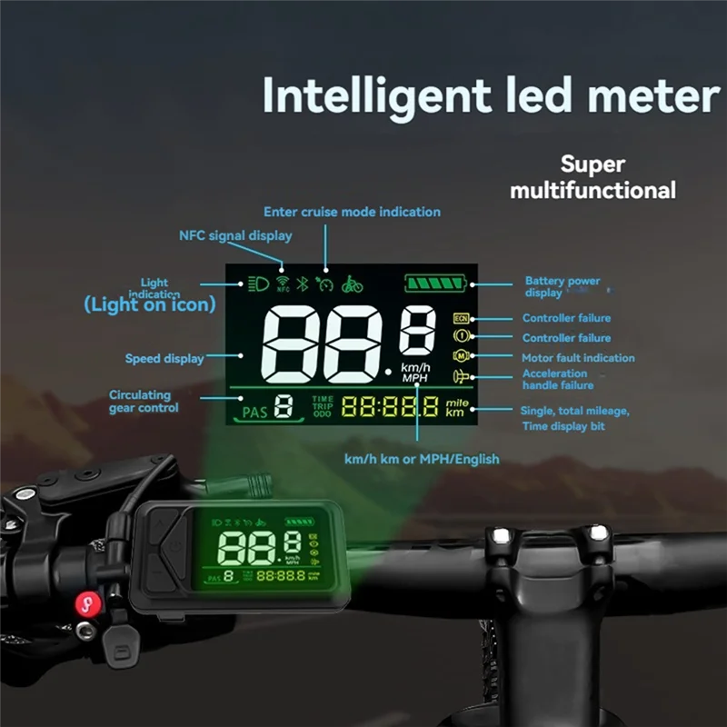 E-Bike Display 36V 48V 60V E-03N LCD Display 5 Pin Elektrische Roller Smart LCD farbe Bildschirm Meter Mit SM Stecker