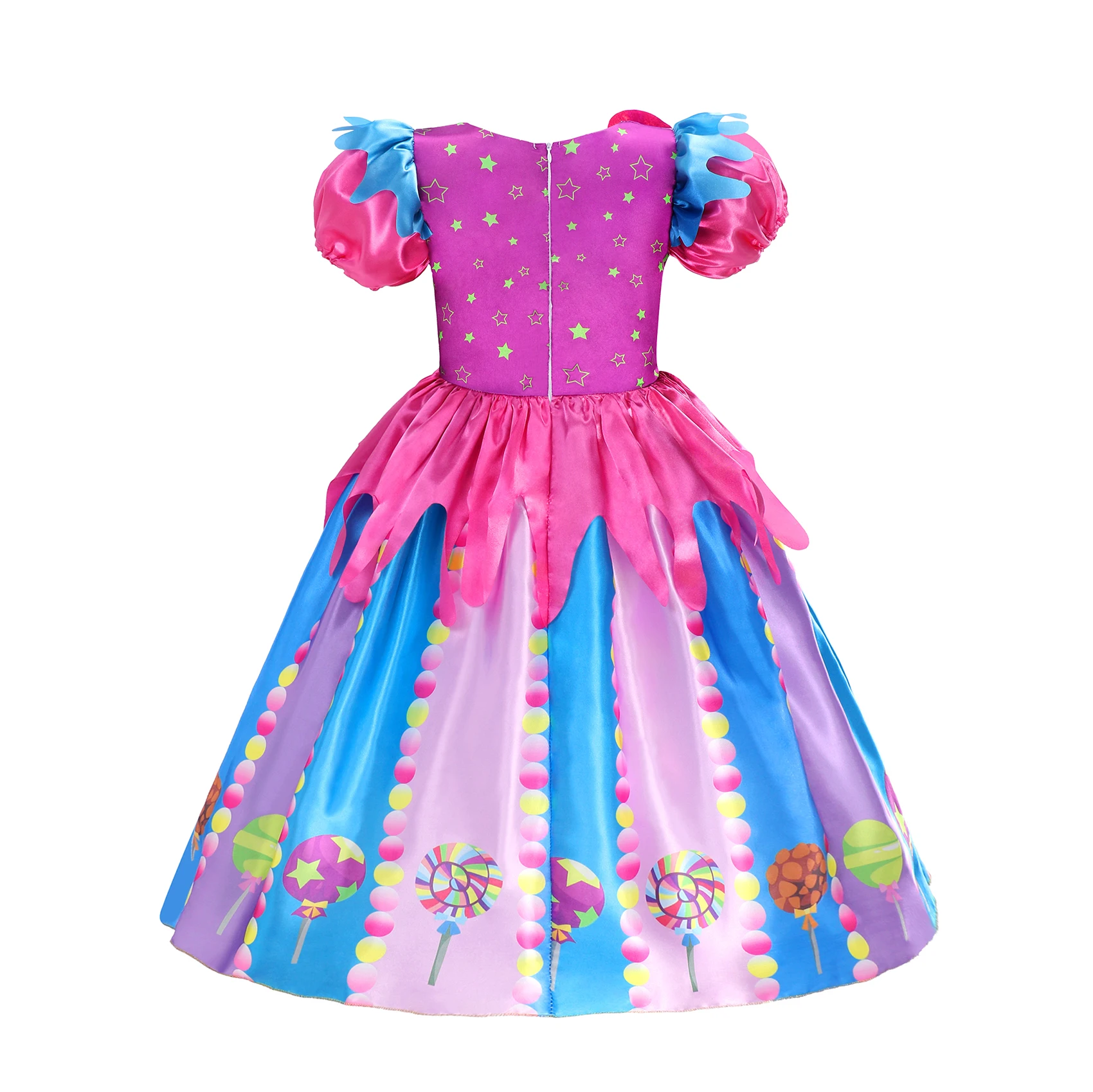 2024 Girls Purim Festival Kids Lollipop Candy Patch Birthday Party Girls Dress With Headband Kids Dresses Clothes For 3-12 Years