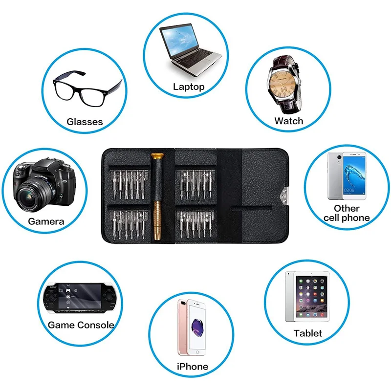 Imagem -05 - Mini Chave de Fenda Bit Repair Grupo Adequado para Desmontar Telefones Celulares Óculos Relógios pc Macbook Ferramentas Faça Você Mesmo 25 Pcs