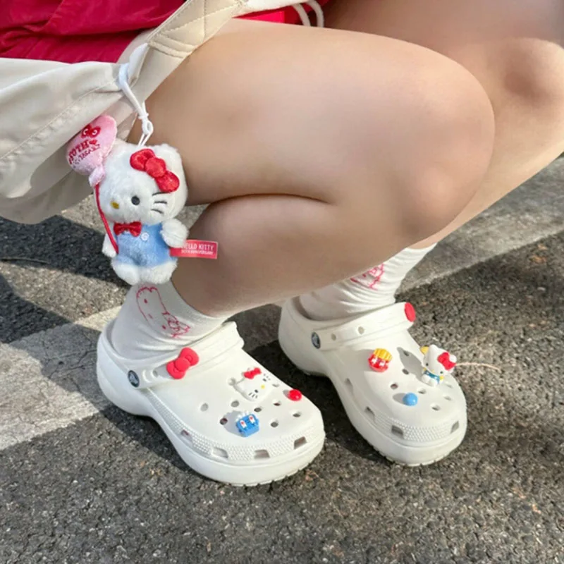 MINISO Hello Kitty Cartoon Series 3D Cat for Shoe Charms Accessories DIY Decoration for Classic Clog Kids Gift Christmas Party