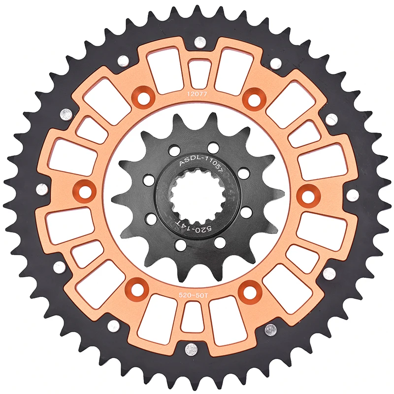 

520 50T 14T Steel Aluminum Composite Front Rear Sprocket Kits For KTM 125 EXC 144 150 SX 200 EXC 250 300 EXC EXC-F SX XC XC-W MX