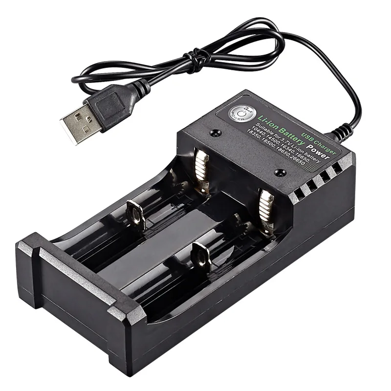 2 Slot 110V/220V 18650 Battery Charger Black For 14500 14650 16650 18350 18500 18650 26650 3.7V Rechargeable Lithium Batteries