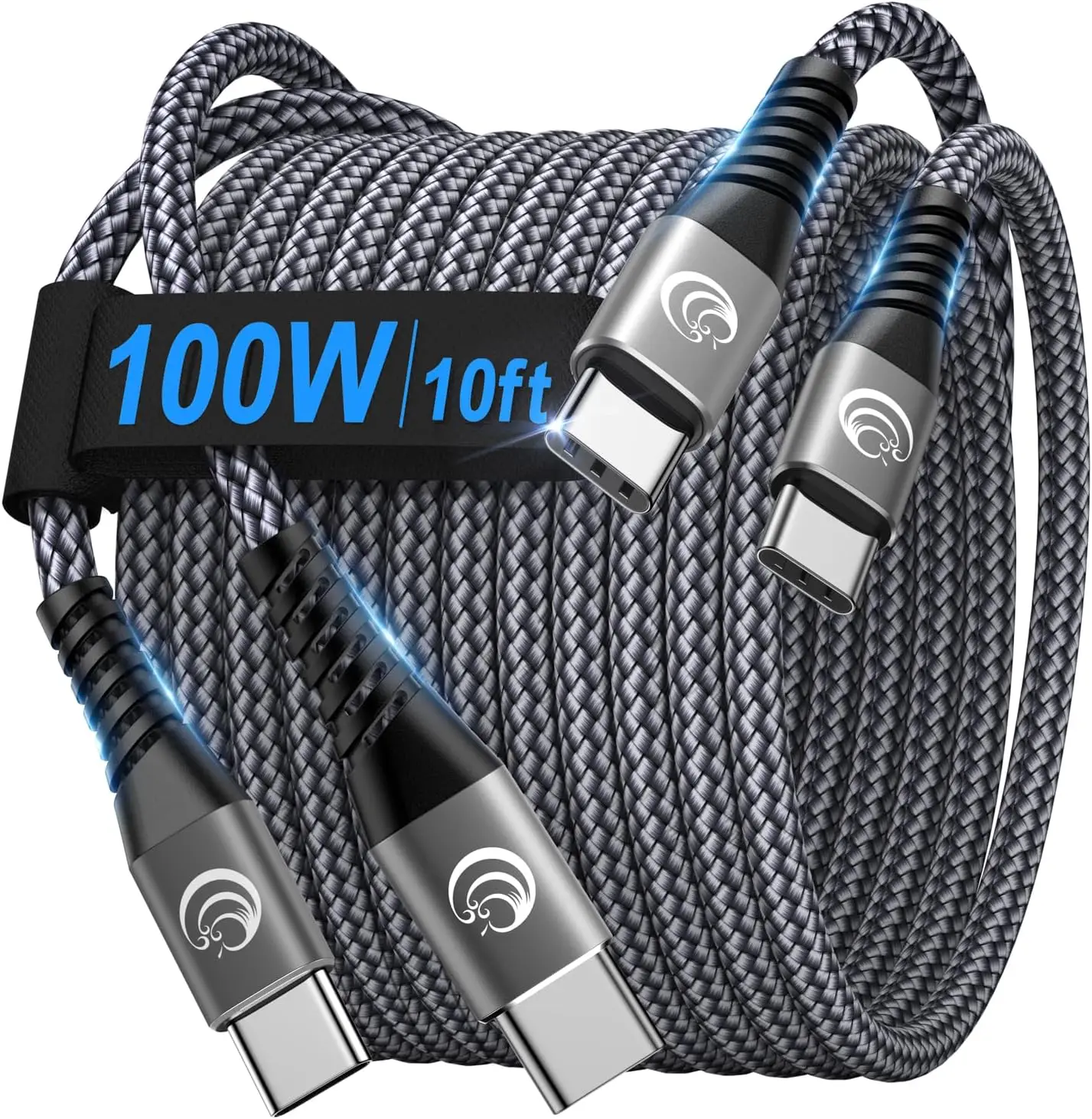 

USB C to USB C 100W 10ft 2 Pack Fast Charging Cable Braided USB C Cord for iPhone 16 15 Pro Max Plus, MacBook Pro Air, iPad Pro, Samsung Galaxy S25 S24 S23, Pixel, PS5, Switch