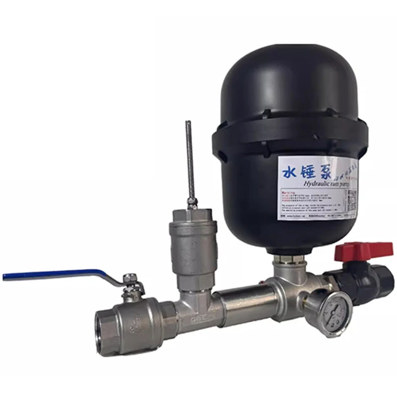 Stainless Steel Gun Style Water Ram Pump Set for River Dam Water Intake Setup with Single or Dual Valves