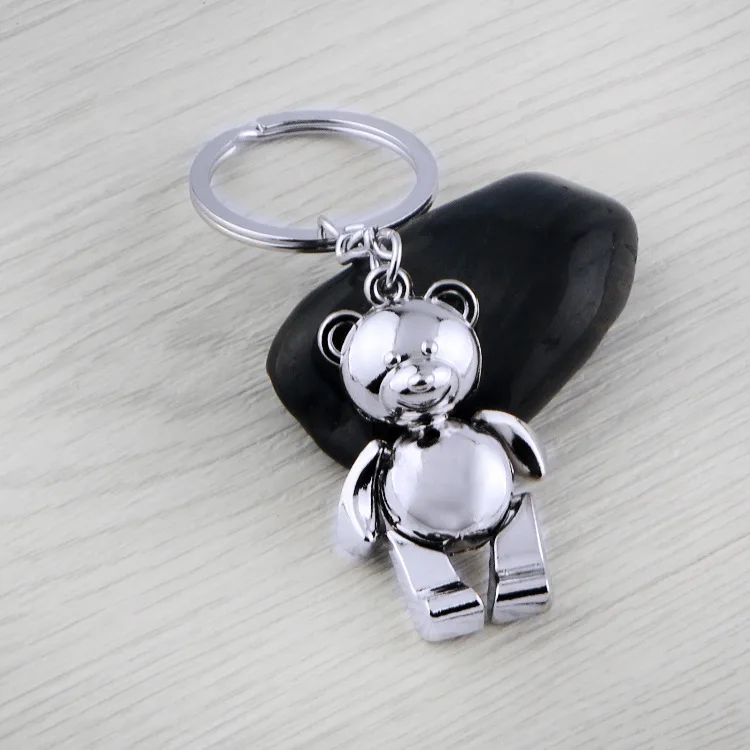 3D Animal Keyring Lucky Charm Movable Bear Keychain Hanging Pendant Car Key Ring Ornament Gift for Friend Unisex