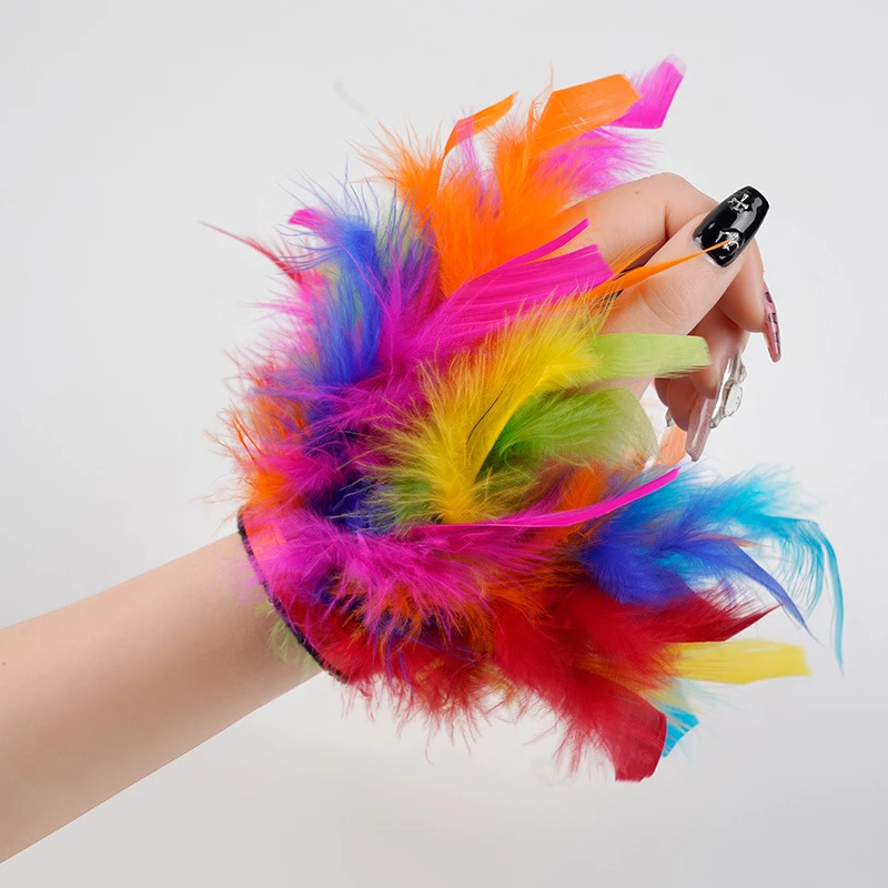 

Nail Accessories For Taking Pictures Personalized Colorful Feather Bracelet Wrist Decoration Sleeves Nail Photography Tool