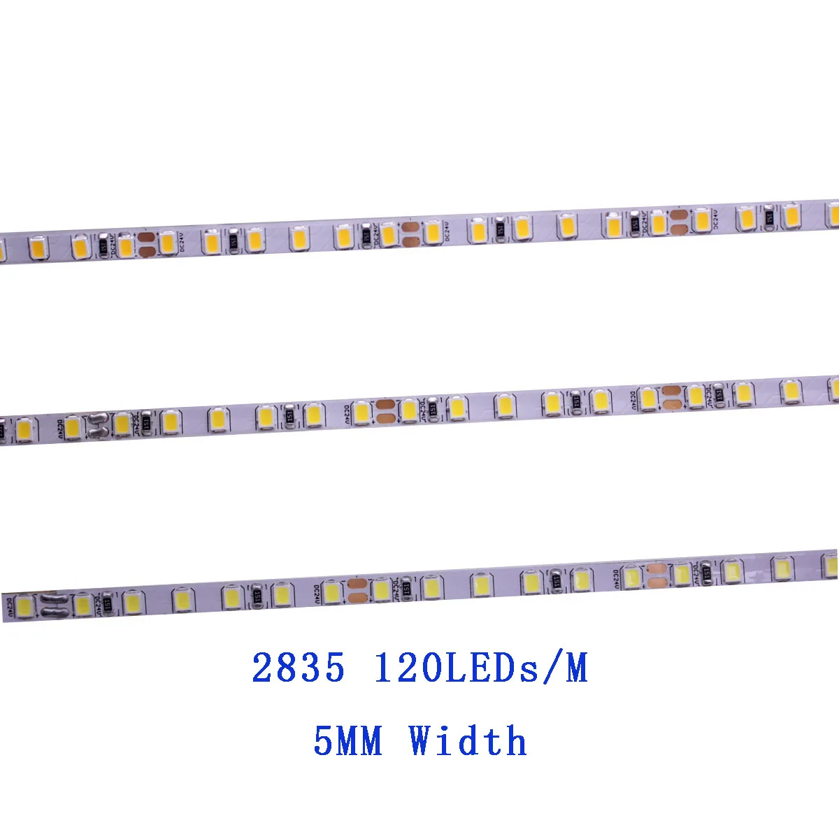 Imagem -06 - Flexível Led Light Strip Tape 2835 Corda Led Corda Branco Quente Branco Neutro 4000k mm mm Pcb 60leds 120leds por m 5v 12v 24v