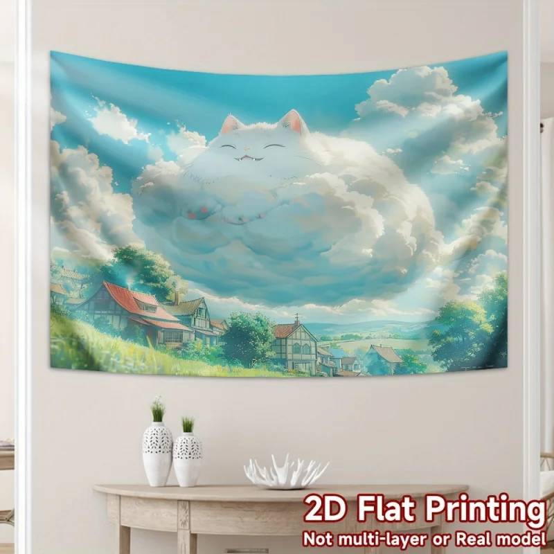 VIKAMA Cloud Cat Anime Tapestry Perfect For Living Room Bedroom Dorm Wall Decor Home Decor Tapestry