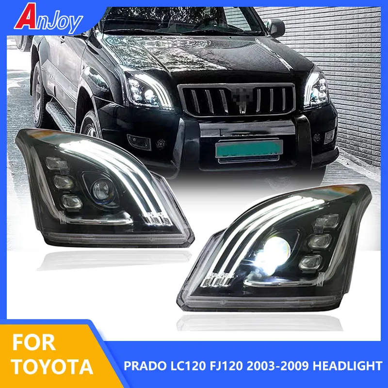 1 Pair Car Headlight For Toyota 2003-2009 Prado LC120 FJ120 Headlight Upgrade Lexus Style LED DRL Projection Lens Assembly