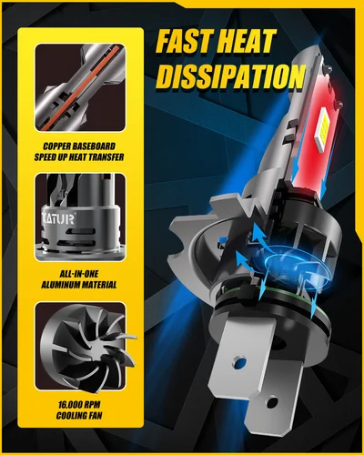 Imagen 2 del producto Katur 2x bombilla LED H7 22000LM 120W 1:1 tamaño Mini lámpara de cabeza inalámbrica superbrillante 6000K blanco H7 faro antiniebla DRL