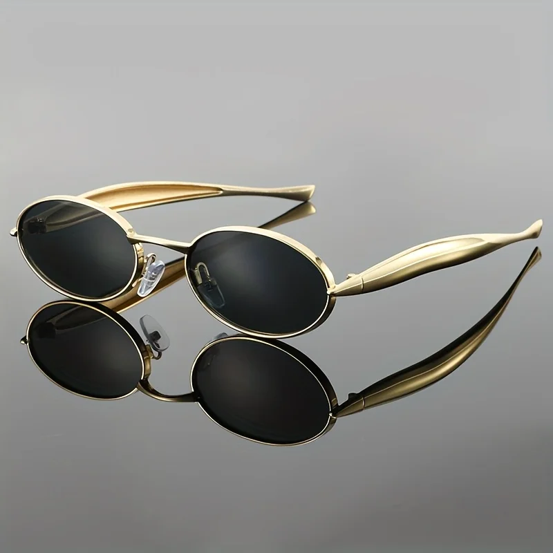 Retro Ovale Sonnenbrille für Damen und Herren Trendige Runde Metallbrillen mit UV400-Schutz Sonnenbrillen ﻿ – Detail 3