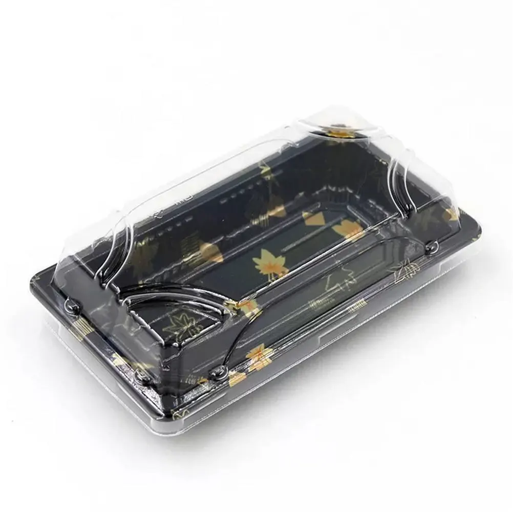 25Pcs Disposable Sushi Box Plastic Food Container for Take Away Packaging Leak Proof Sushi Trays for Picnic Office School Use