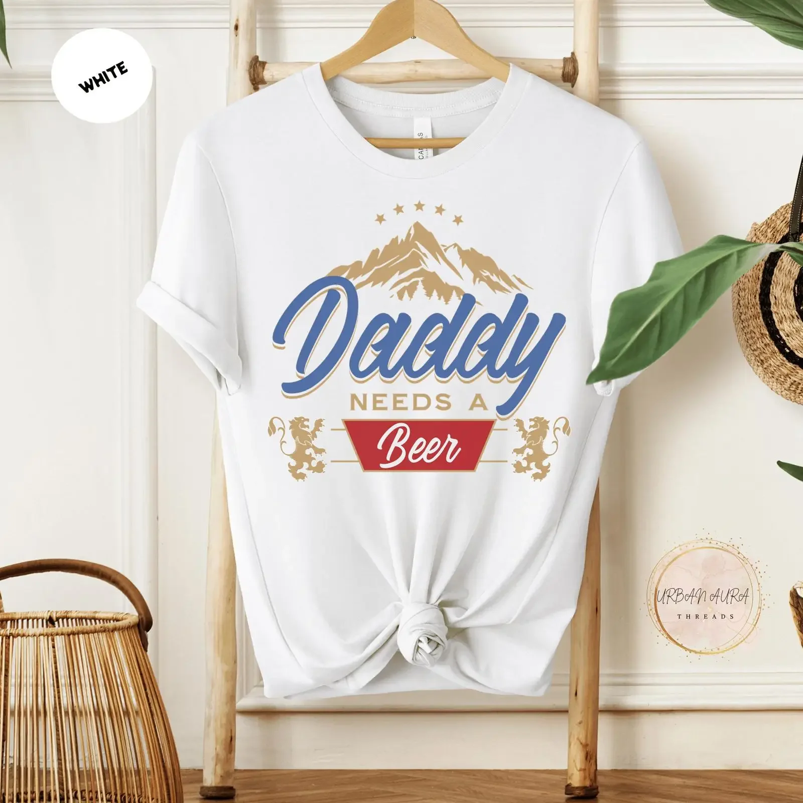 Daddy Needs A Beer T Shirt Funny Father's Day for Lovers Casual BBQ Tailgating Brewery Enthusiasts vintage Washed Unisex