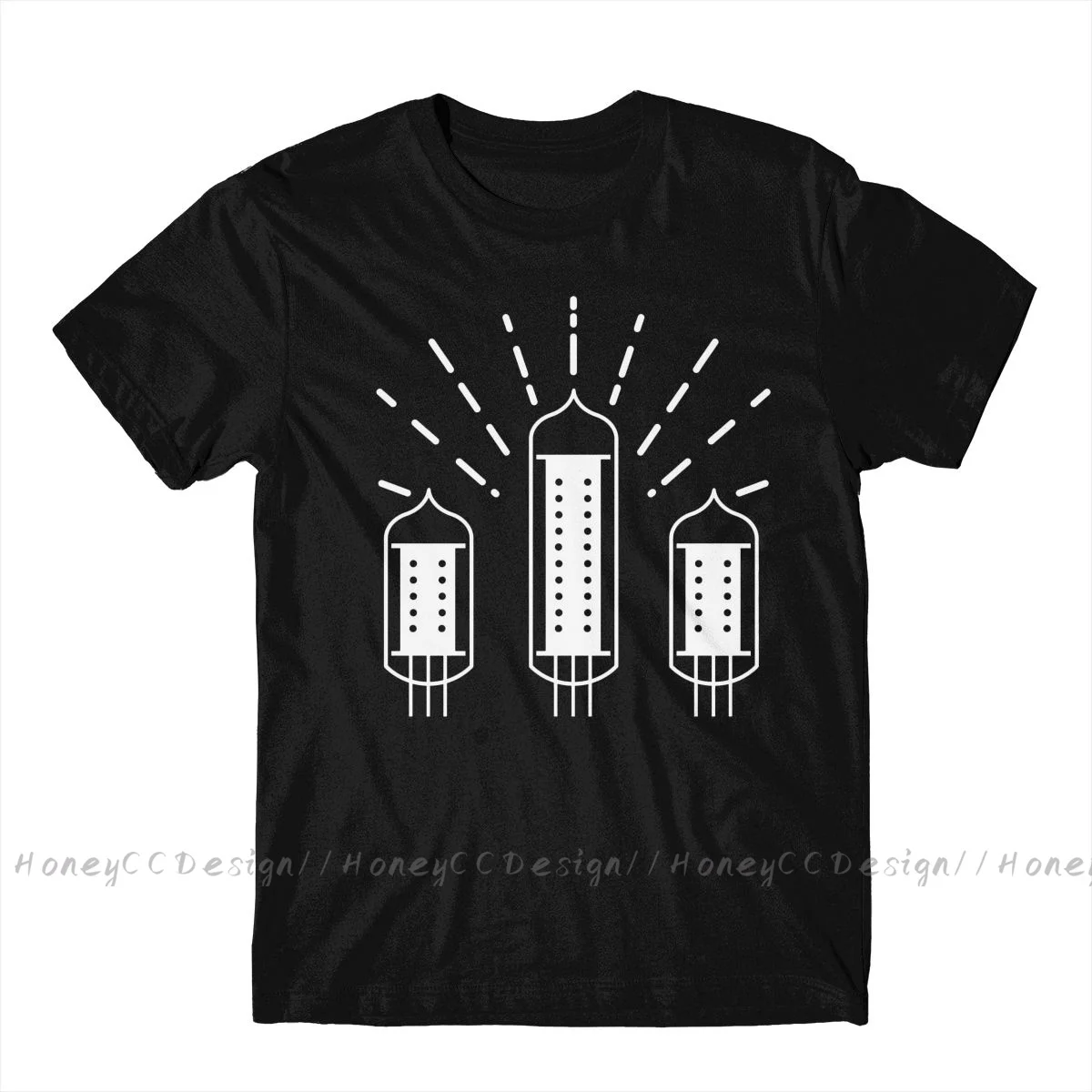 Vacuum Tube T-Shirt Men Top Quality 100% Cotton Short Summer Sleeve Vacuum Tube Amplifier Essential Casual Shirt Loose