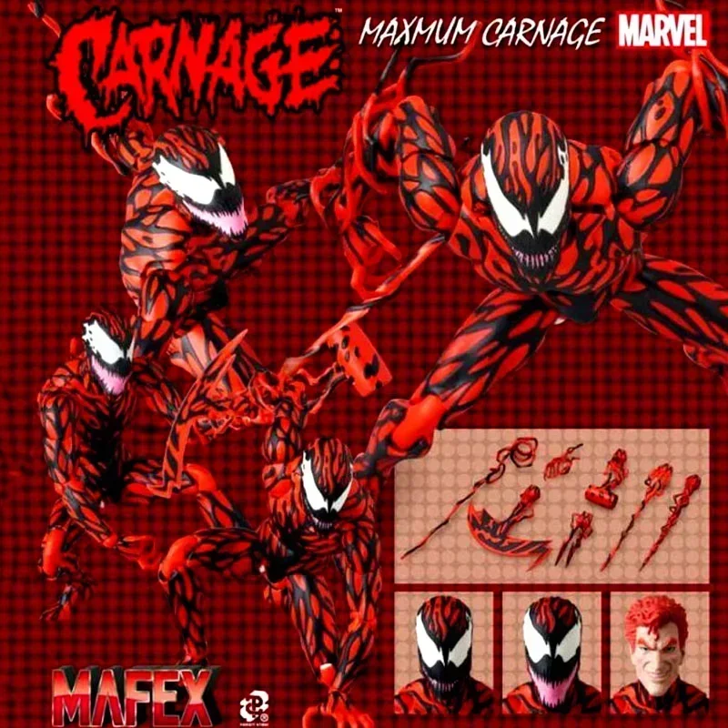 Marvel Venom 118 Carnage Mafex T-800 X-men 99 Laser Eye Action Figures Desktop Decoration Figurine Collection Model Toy Gift