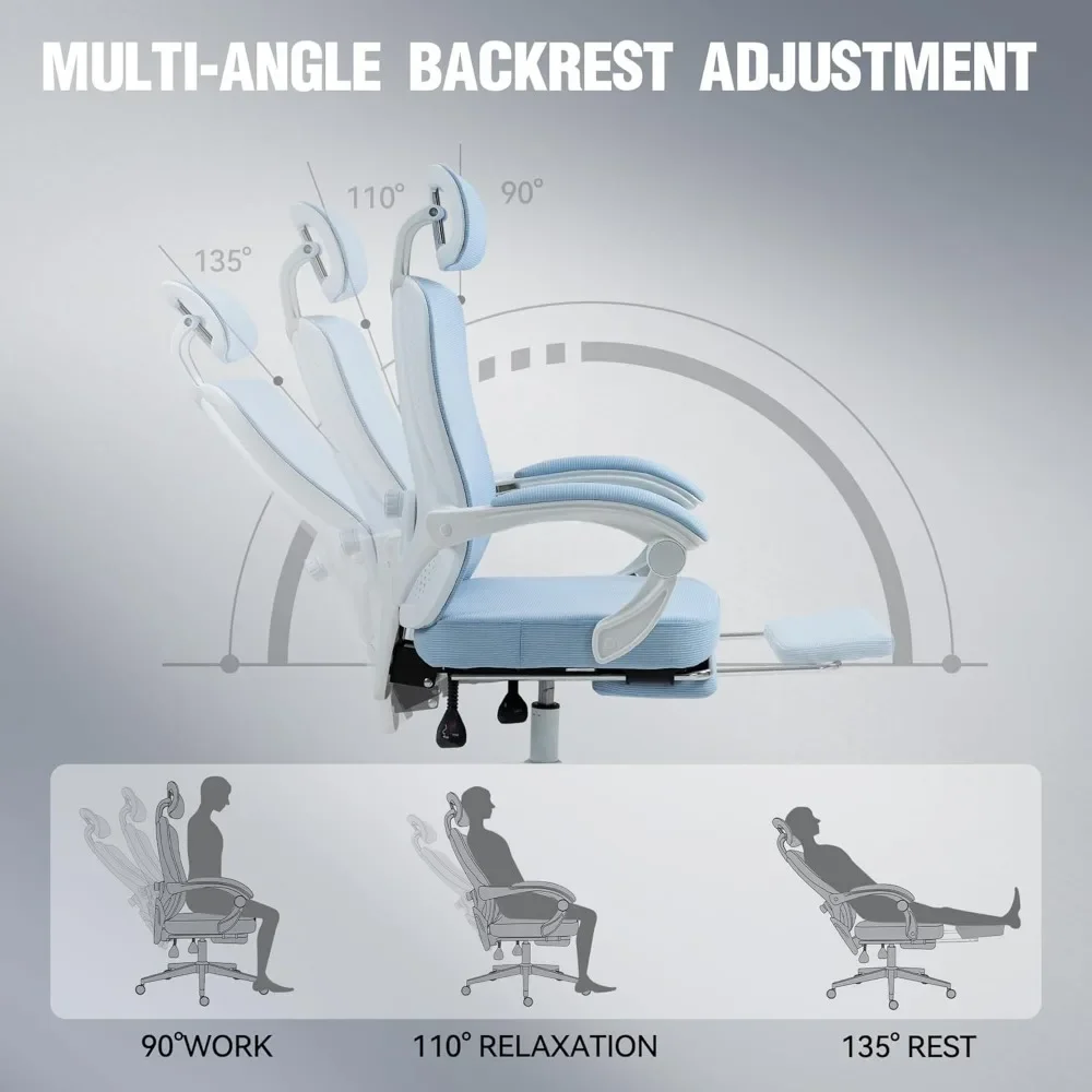 Ergonomic Office Chair,Breathable Mesh Computer Chair with Pocket Spring Cushion,Comfy Desk Chair