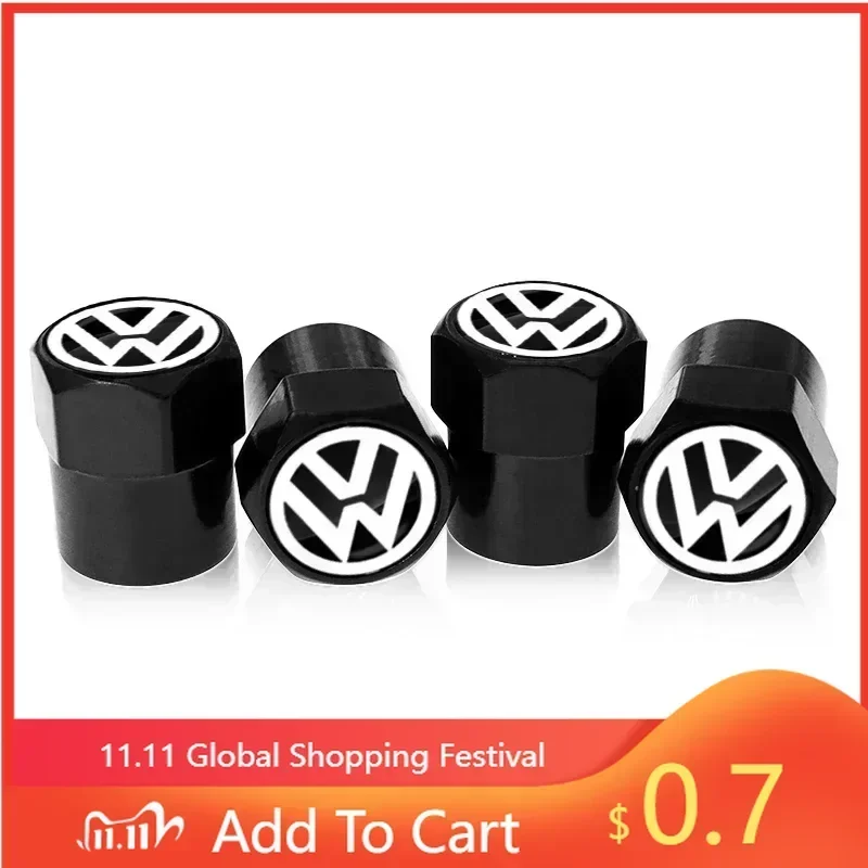 

For VW Hot 2025 New B6 For VW For Volkswagen 4pcs Aluminum Anti-theft Hexagonal Tire Valve Cap Accessories For Volkswagen Go