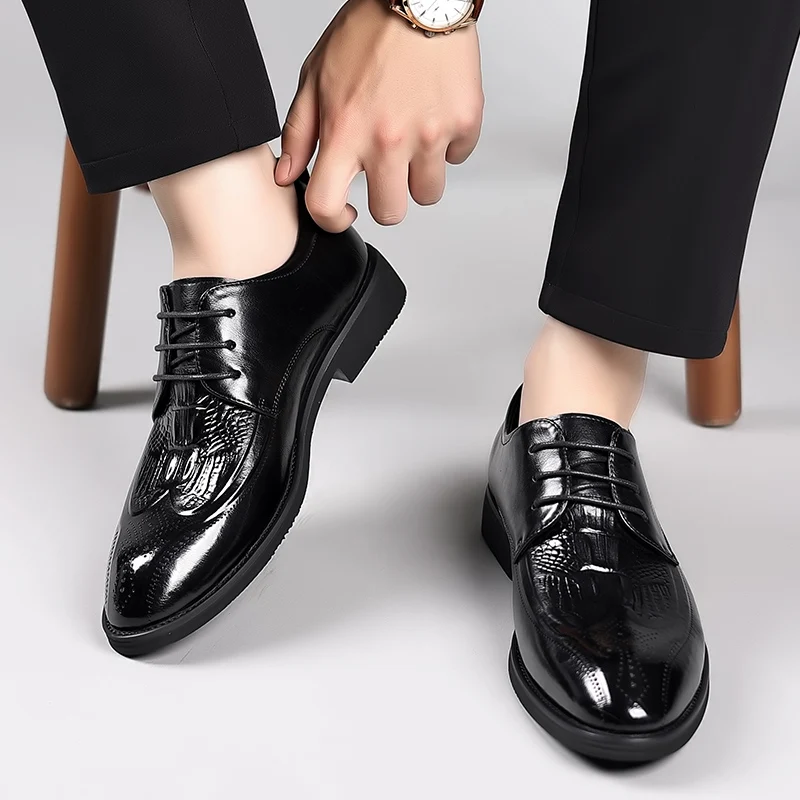 

PARZIVAL Office Men Dress Shoes Black Man Formal Shoes Leather Luxury pointed-toe Shoes Wedding Shoes Male Oxford Shoes Dress