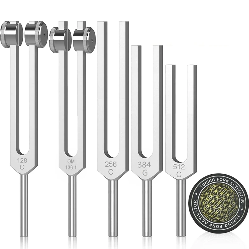شوكة ضبط الرنين لمجموعة الشفاء، شوكة ضبط سبائك الألومنيوم 128 هرتز، 136.1 هرتز، 256 هرتز، 384 هرتز، 512 هرتز وعفريت الهوكي