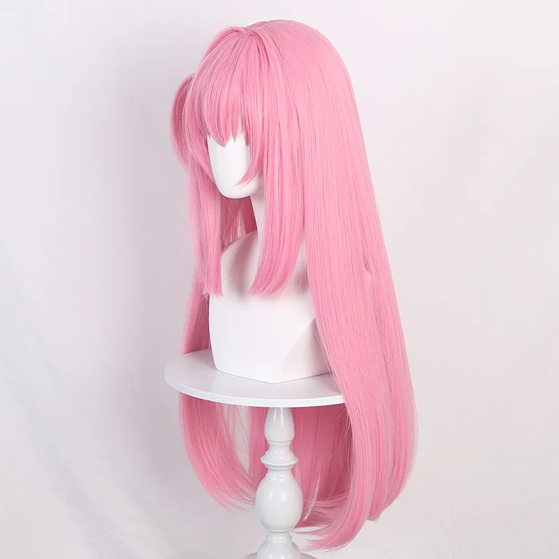 Pink Oblique Bangs Long Straight Hair Chemical Fiber Synthetic Wig | Comic Lonely Rock Character Goto Monophane Playing Wig