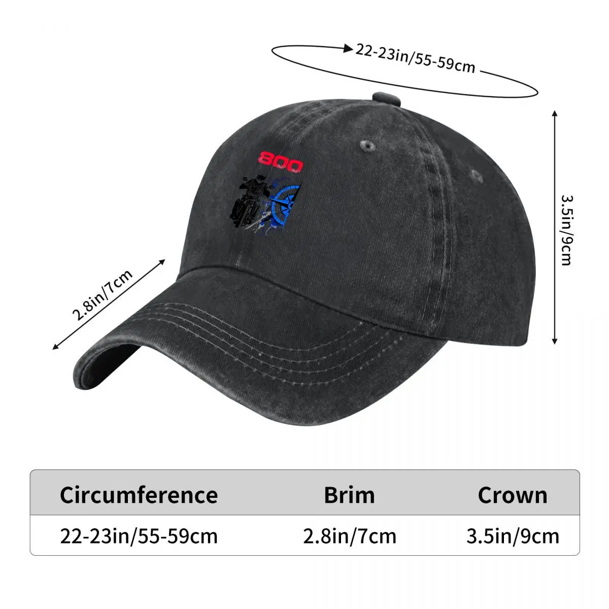 800 Motorcycle Rider Compass Washed Baseball Cap Hip Hop Sun Hats