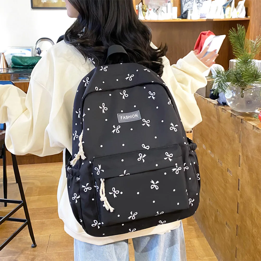Korean Version Student Schoolbag Flower Student Shoulder Bag Lightweight Student Schoolbag Versatile Rucksack Bowknot Backpack