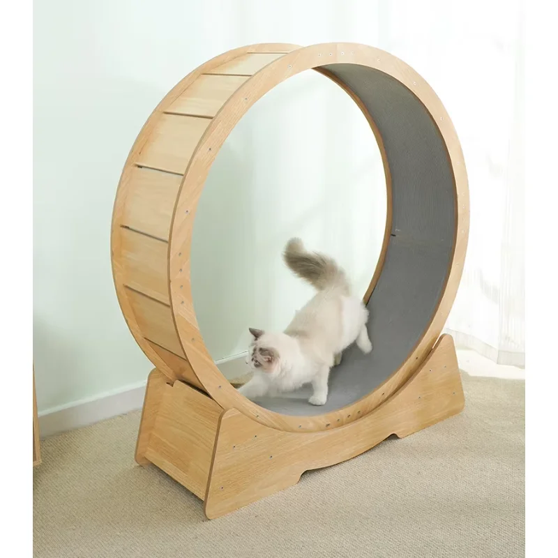 

Cat Running Wheel Treadmill Birch/Oak Wooden Frame 110CM for pet exercise indoor