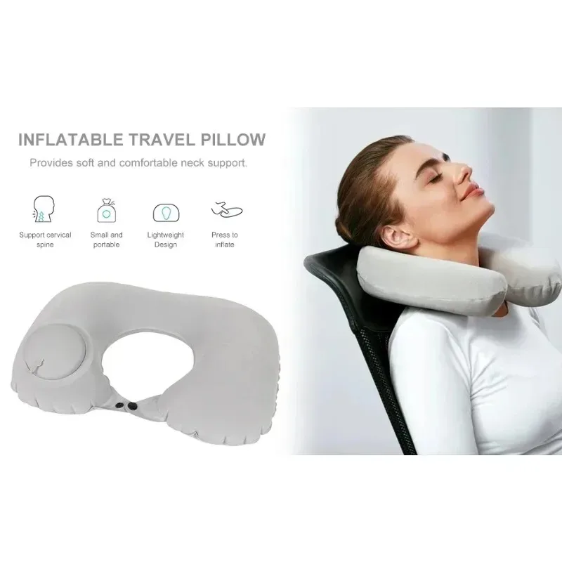 1pc Inflatable Pillow Portable Outdoor Travel Office Plane Support Pillow Outdoor Folding Pressure Rest Pillow