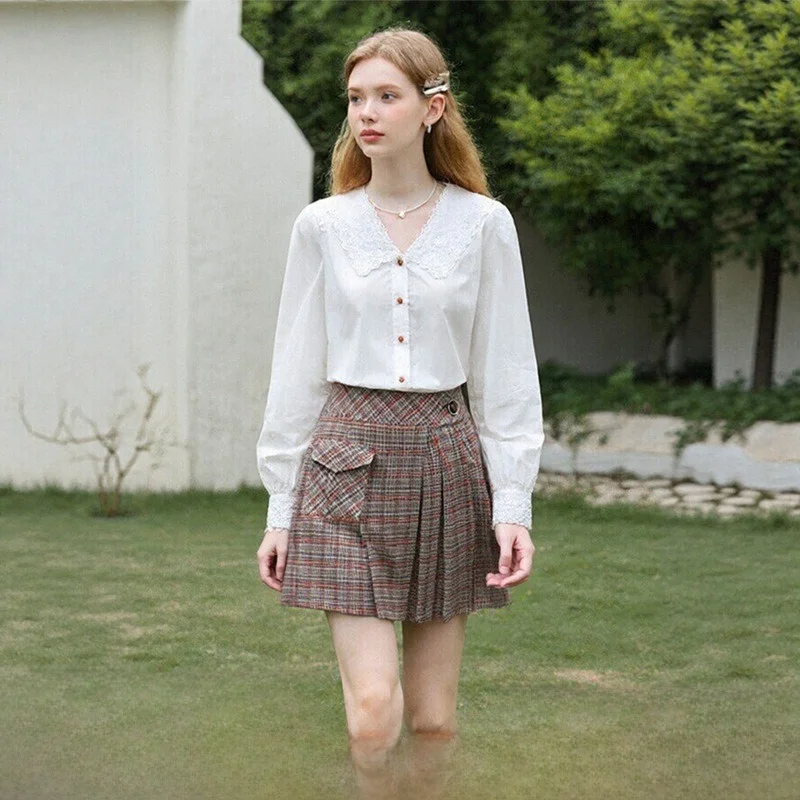 

Плед-юбка трапециевидной формы с высокой талией, утягивающая накидка, облегающая облегающая юбка длиной f, смесь полиэстера, модная осенняя новинка...