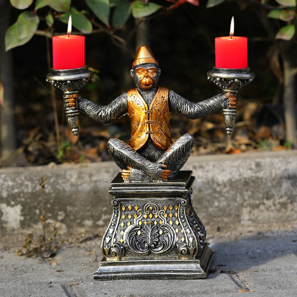 

Resin Holder Monkey Shape Religious Style Table Desktop Tea Light Base Decorative Ornament For Home Office Temple