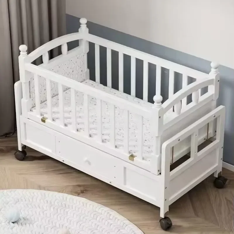 Multifunctional Baby Crib Furniture Set Solid Wood Bedroom with Drawer