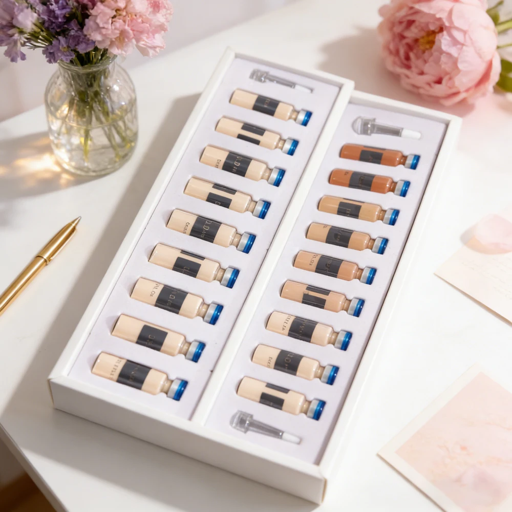 Kit de Inicio de Crema BB Semipermanente Coreana en Ampolla de 5ml, Base de Maquillaje con Niacinamida, Blanqueadora, Hidratante y Correctora
