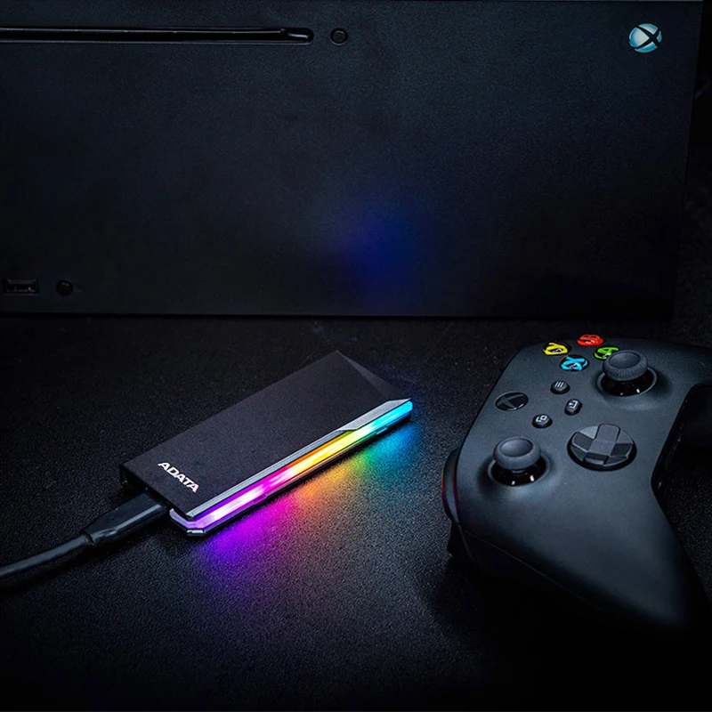 ADATA EC700G M.2 PCIe/SATA SSD Enclosure USB 3.2 Gen2 Type-C (USB 10Gbps) RGB Lighting Solid State Drive Case NVMe HD Box