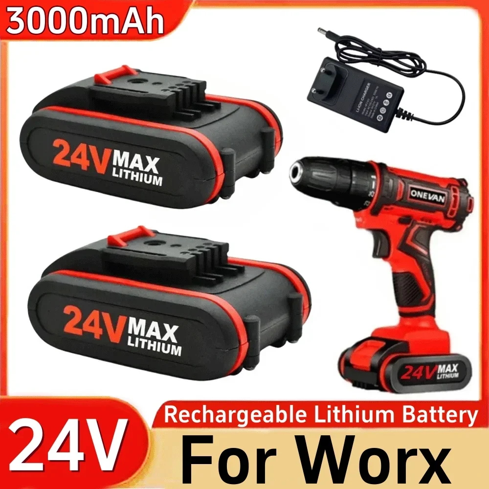 

24V 18650 Suitable for WORX Lithium Battery 3.0Ah/3ah Power Tool Battery for Cordless Wrench Mini Chainsaw Electric Drill etc