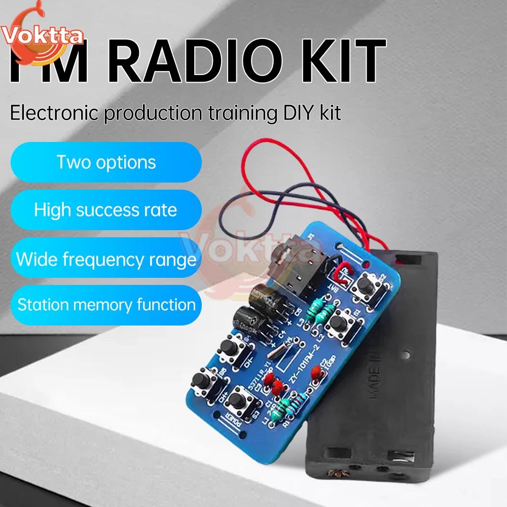 DIY FM Radio Kit Wireless Transmitter and Receiver Module 76-108MHz Adjustable Frequency DIY PCB Circuit Board Welding Kits