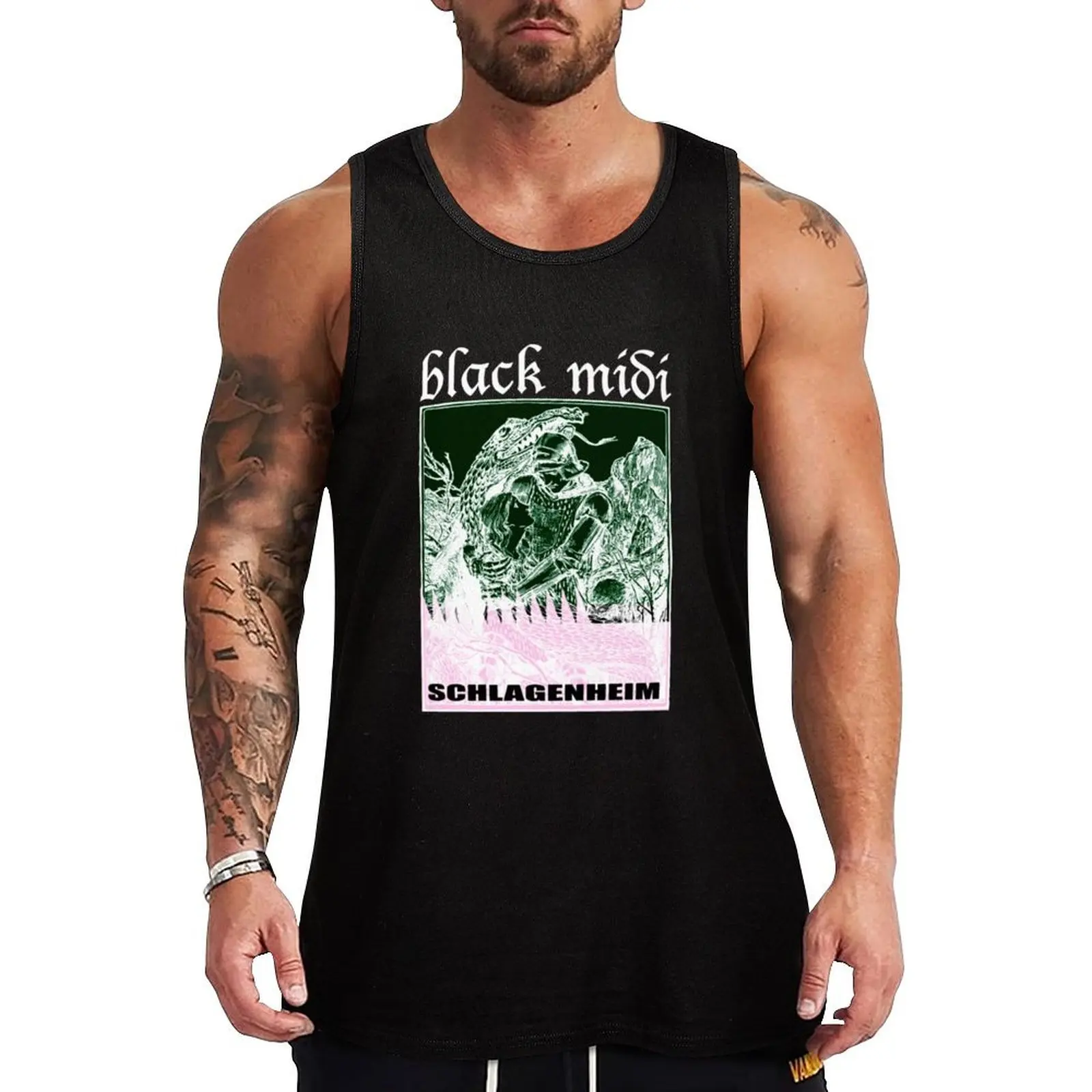 Black Midi Schlagenheim Tank Top gym t-shirts man Men sleeveless tee training weight vest