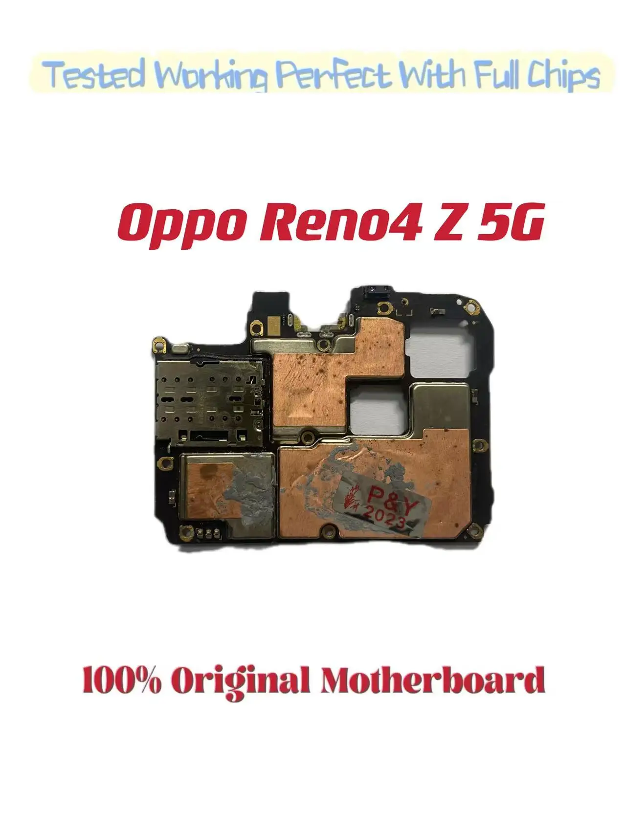 Original Unlocked Main Board For Oppo Reno4 Z 5G ， Mainboard Motherboard with Chips Circuits, Flex Cable