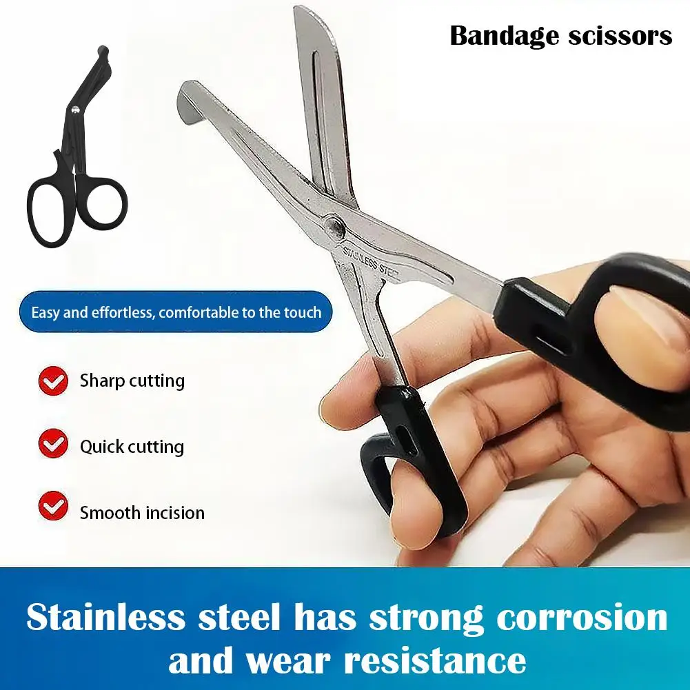Stainless Steel Curved Bandage Scissors Medical Gauze Shears First Aid Trauma Scissors for Home Outdoor Camping Emergency Kit